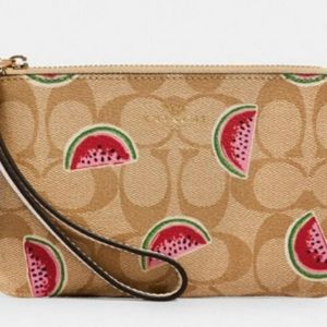 Coach Wristlet Khaki Watermelon Print